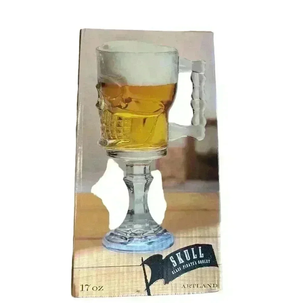 Artland Skull Glass Pirate's Goblet 17 oz Beverage Mug Spooky Theme - Picture 2 of 3
